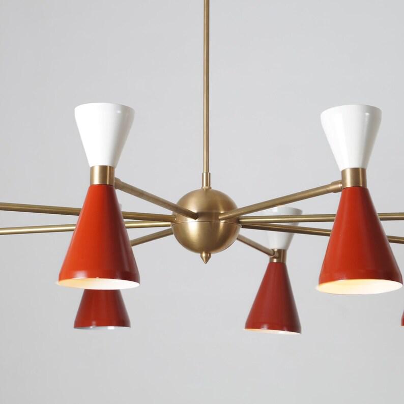 Stilnovo Style Sputnik Chandelier, Eight Arm Brass Fixture