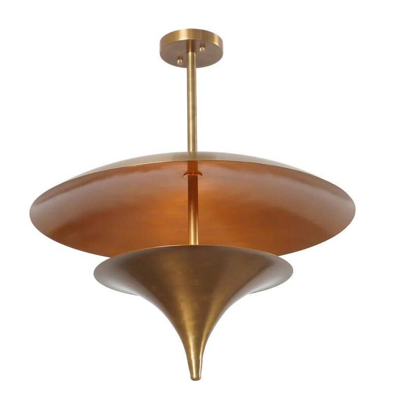 Mid Century Brass Flush Mount Ceiling Light, Sputnik Style