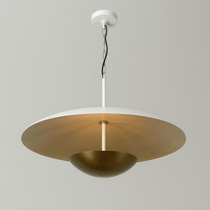 Modern Brass Shade Flush Mount Chandelier - Double Disk Design