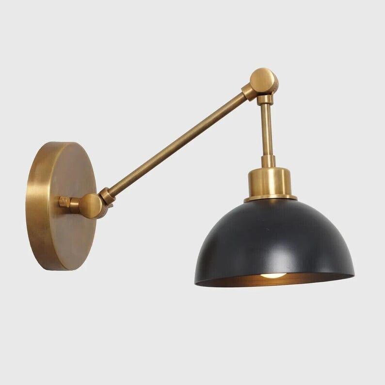 Mid Century Modern Brass Wall Sconce - Adjustable Italian Style Light