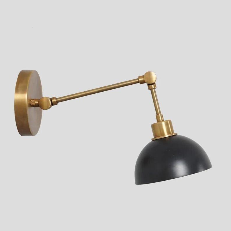 Mid Century Modern Brass Wall Sconce - Adjustable Italian Style Light