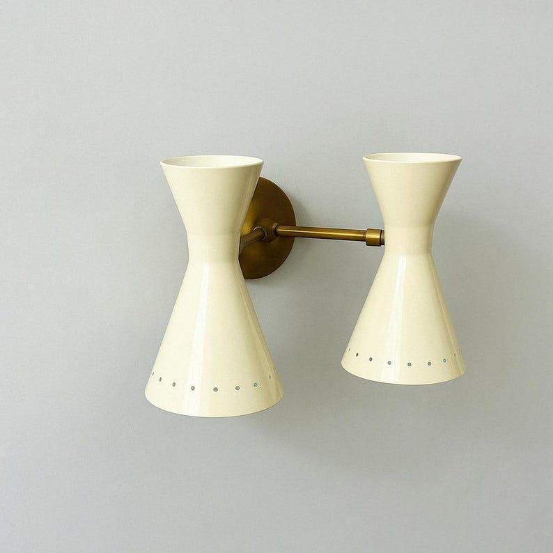 Mid Century Italian Brass Wall Sconce, Articulated Vanity Light