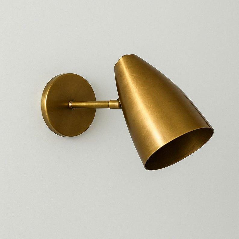 Mid Century Italian Raw Brass Wall Sconce – Cylindrical Vanity Light