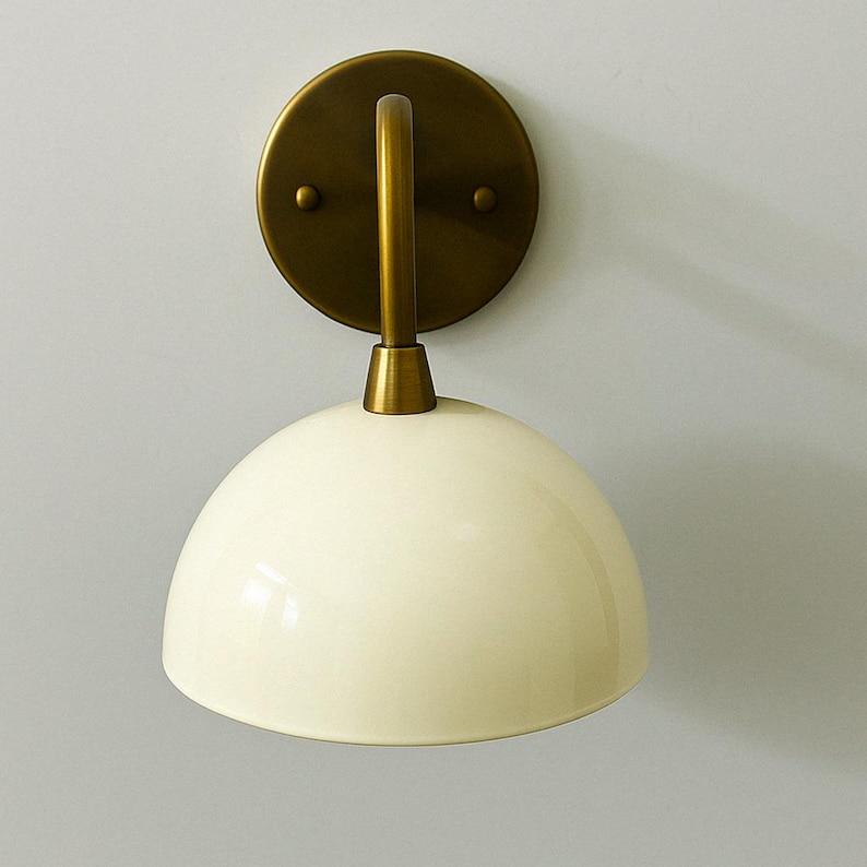 Brass Dome Shade Wall Lamp – Antique Bedroom Vanity Sconce