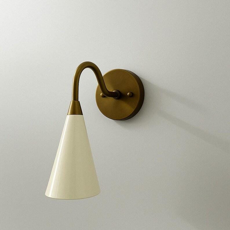 Mid Century Brass Wall Sconce, Italian Style Single Light Fixture