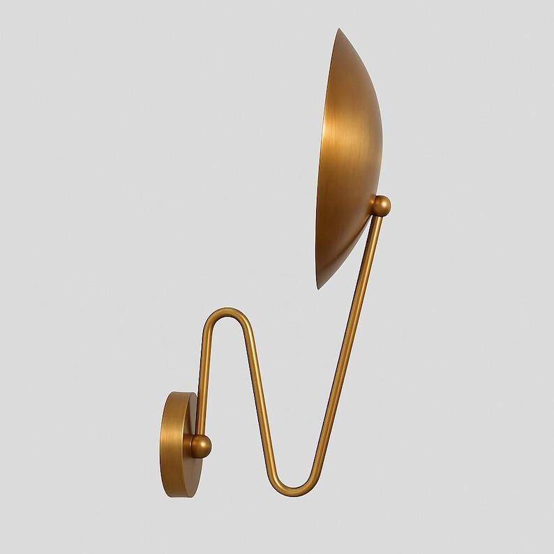 Stilnovo Style Brass Disk Wall Sconce - Mid-Century Modern Light