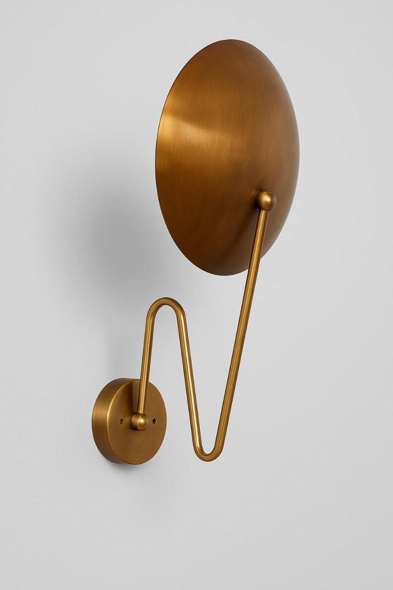 Stilnovo Style Brass Disk Wall Sconce - Mid-Century Modern Light
