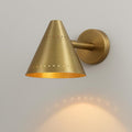 Mid Century Raw Brass Cone Wall Sconce - Italian Style Vanity Light