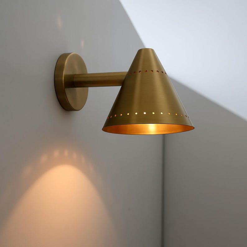 Mid Century Italian Cone Wall Sconce – Raw Brass Finish