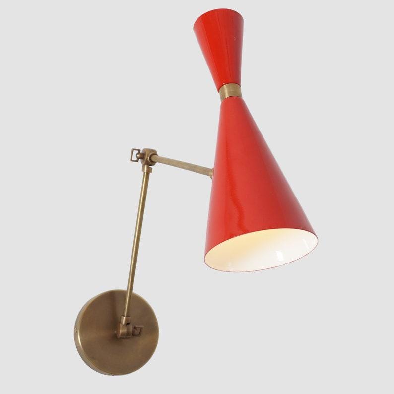 Articulated Brass Wall Sconce, Mid Century Modern Bedroom Light