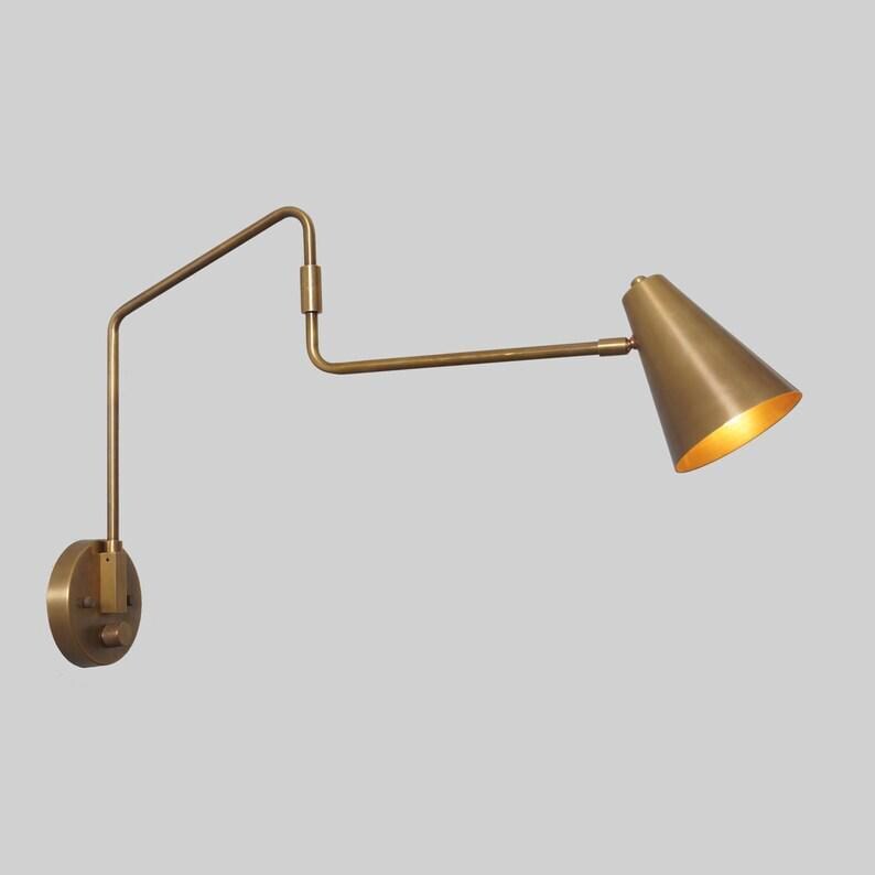 Mid Century Brass Sputnik Wall Sconce - Articulated Single Light