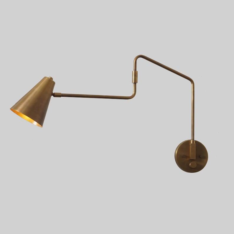 Mid Century Brass Sputnik Wall Sconce - Articulated Single Light