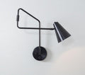 Mid Century Articulated Black Brass Wall Sconce, Bedroom Vanity Light