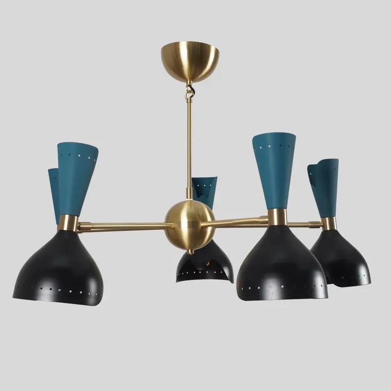 Stilnovo Sputnik Chandelier, Raw Brass Finish - Mid-Century Modern 10-Light