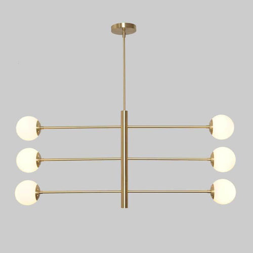 Brass Sputnik Chandelier, Mid Century Modern Six-Globe Ceiling Light