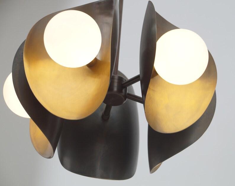 Brass Sputnik Chandelier with Milky Glass Globes, Mid Century Style