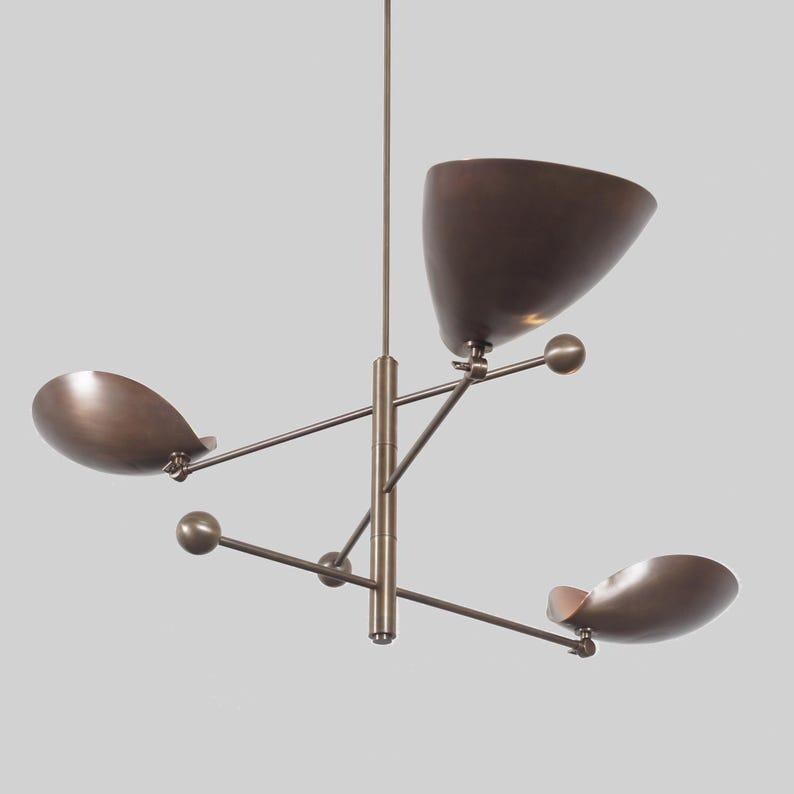 Three Curved Shade Sputnik Ceiling Pendant Light Antique Brass Finish Chandelier Light Fixture