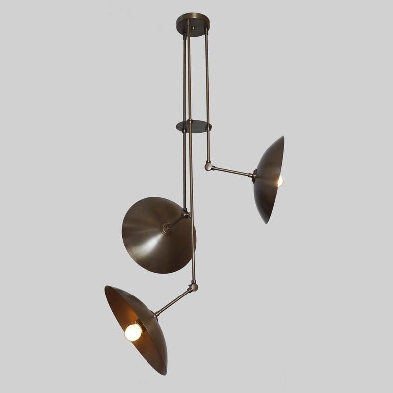 Sputnik Brass Chandelier, Three-Light Modern Pendant