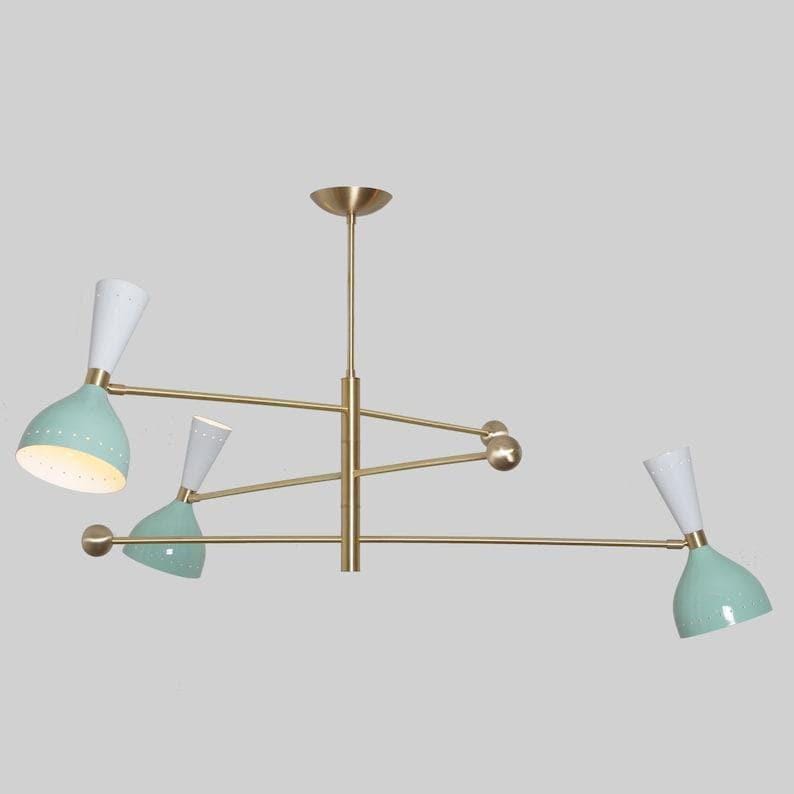 Italian Style Three Arms Sputnik Chandelier Brushed Brass Finish Ceiling Pendant Finish Light Fixture