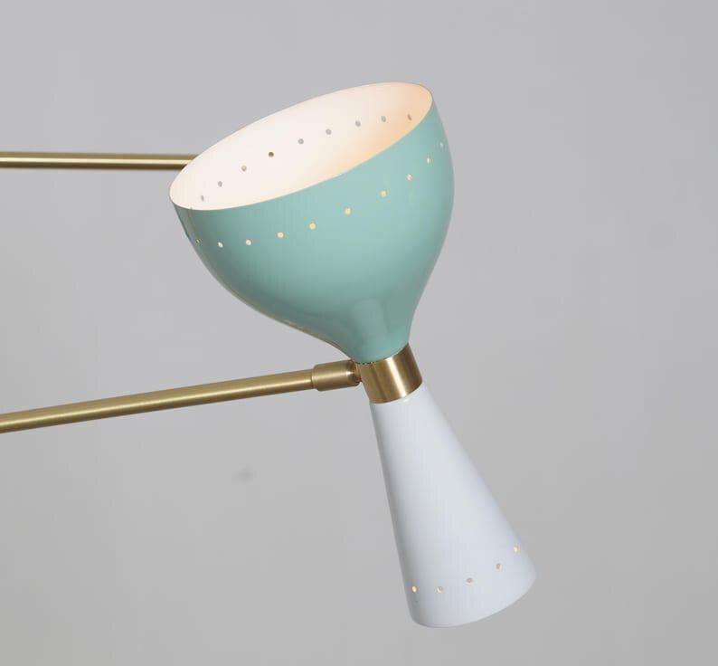 Italian Style Three Arms Sputnik Chandelier Brushed Brass Finish Ceiling Pendant Finish Light Fixture