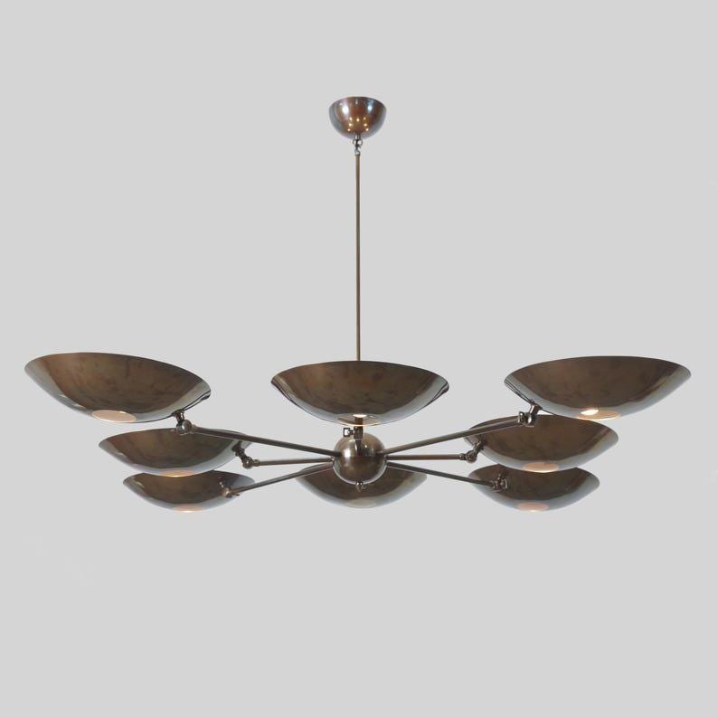 Stilnovo Style Sputnik Chandelier, 8-Shade Brass Ceiling Light