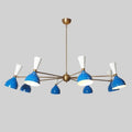 Sputnik Chandelier Stilnovo Style Eight Arm 16 Lights Raw Brass Finish Light Fixture