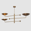 Raw Brass Sputnik Chandelier - Mid Century Modern 3-Shade Pendant Light