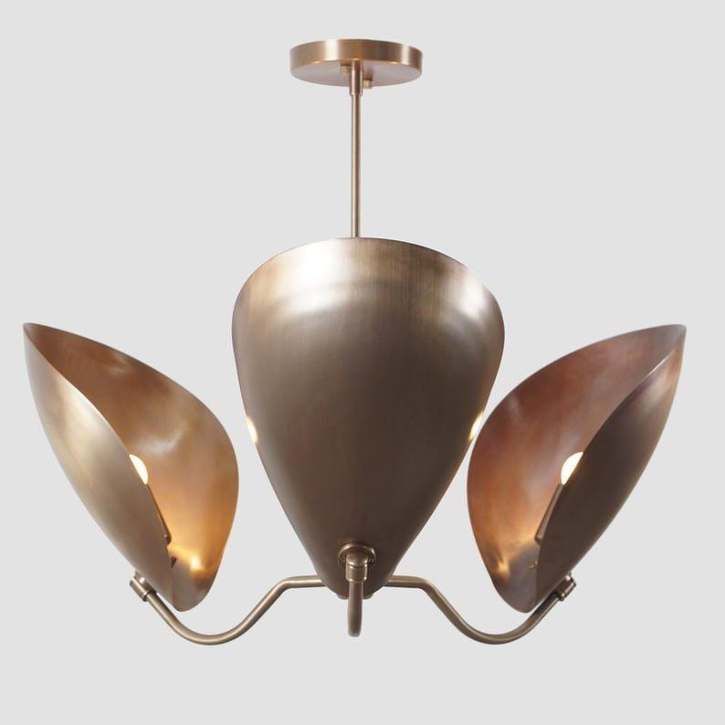 Brass Sputnik Chandelier, Stilnovo Style Pendant Light
