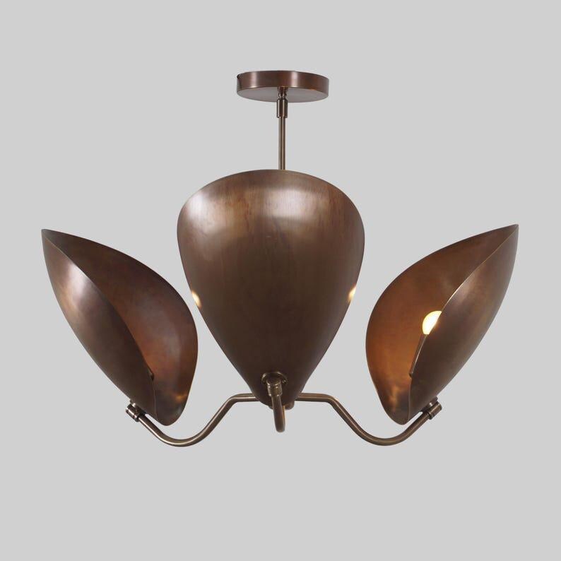 Brass Sputnik Chandelier, Stilnovo Style Pendant Light