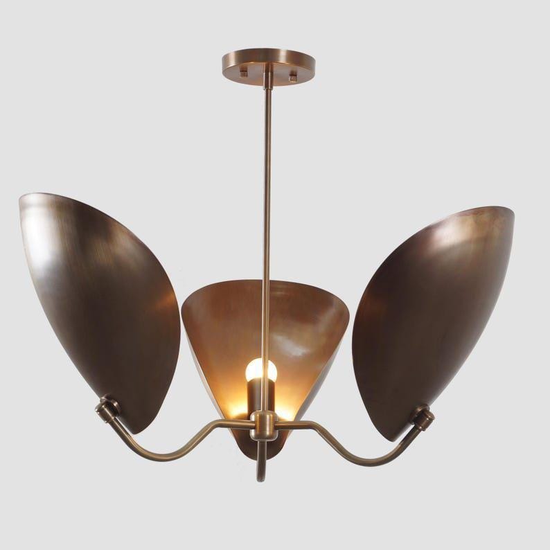 Brass Sputnik Chandelier, Stilnovo Style Pendant Light