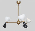 Sputnik Chandelier Stilnovo Style Three Arm 6 Lights Brass Modern Raw Brass Light Fixture