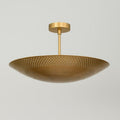 Mid Century Brass Pendant Light, Perforated Raw Brass Finish