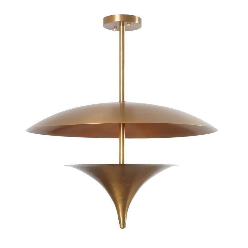 Mid Century Brass Flush Mount Ceiling Light, Sputnik Style