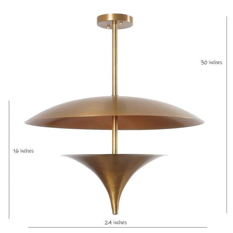 Mid Century Brass Flush Mount Ceiling Light, Sputnik Style