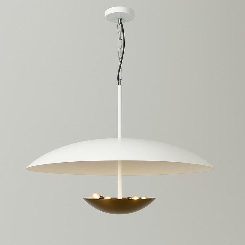 Modern Brass Shade Flush Mount Chandelier - Double Disk Design