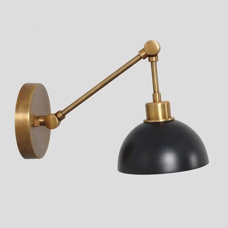 Mid Century Modern Brass Wall Sconce - Adjustable Italian Style Light