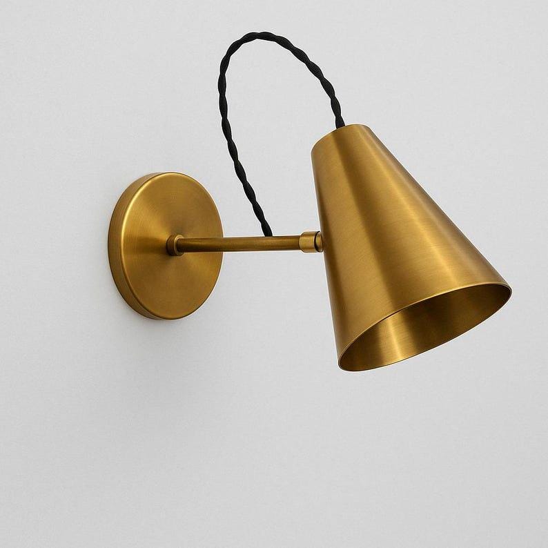 Brass Articulated Sconce, Mid-Century Italian Style Wall Lamp