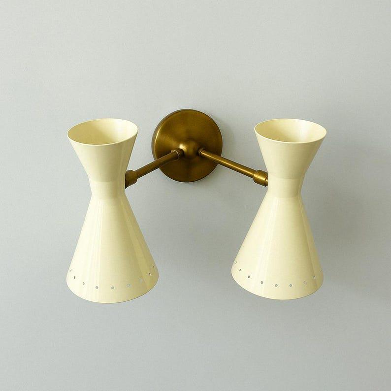 Mid Century Italian Brass Wall Sconce, Articulated Vanity Light