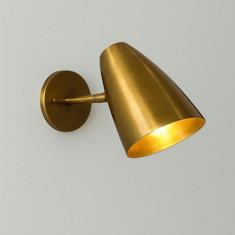 Mid Century Italian Raw Brass Wall Sconce – Cylindrical Vanity Light