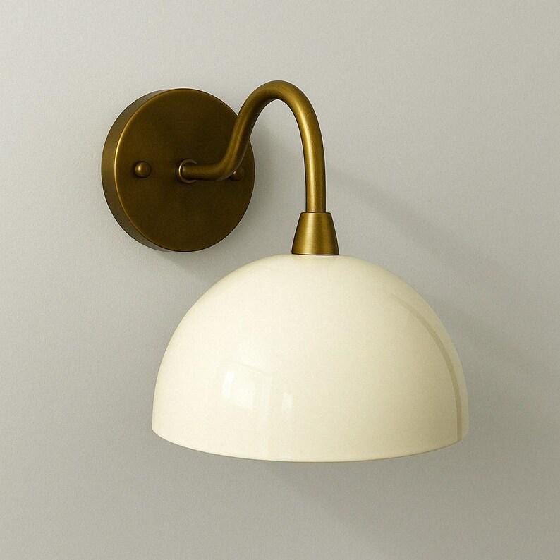 Brass Dome Shade Wall Lamp – Antique Bedroom Vanity Sconce