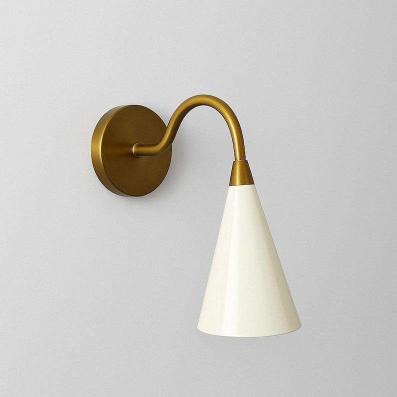 Mid Century Brass Wall Sconce, Italian Style Single Light Fixture