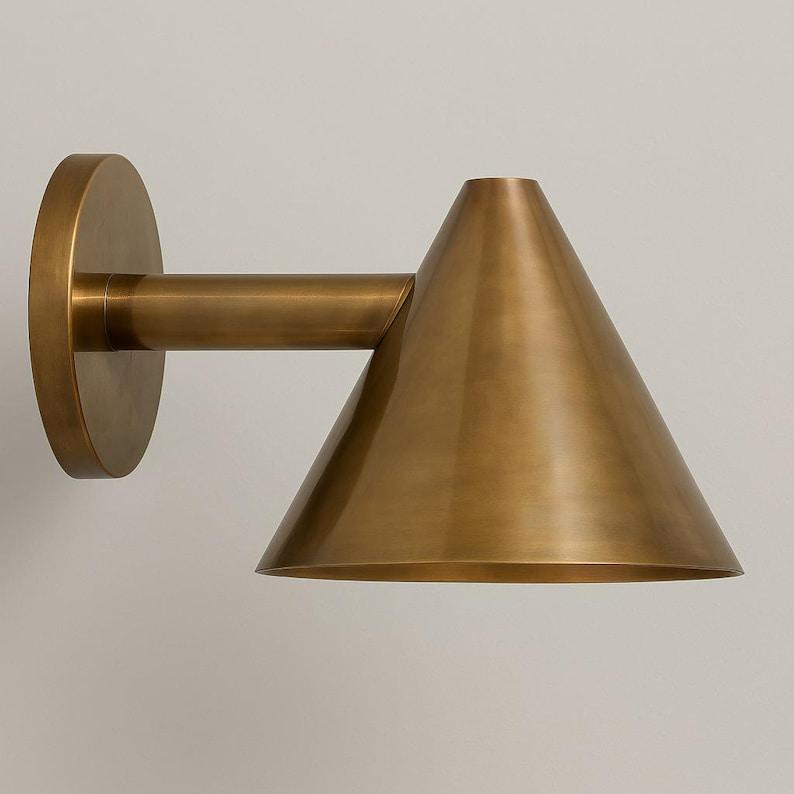 Mid Century Italian Style Brass Cone Wall Sconce