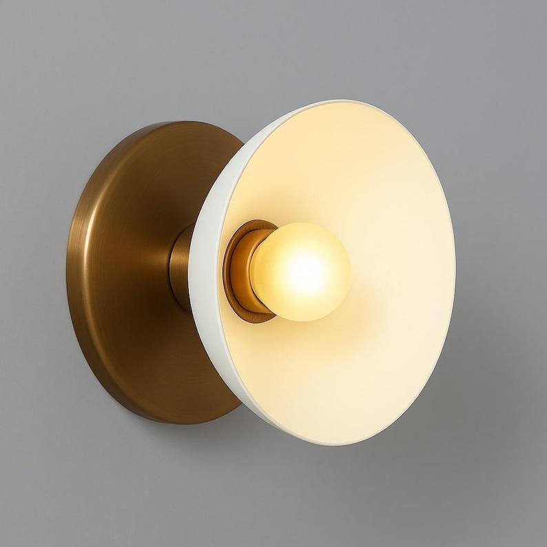 Raw Brass Half Dome Wall Sconce – Mid-Century Modern Light Fixture