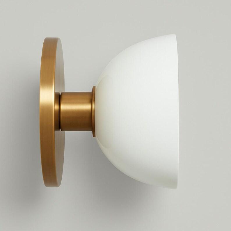 Raw Brass Half Dome Wall Sconce – Mid-Century Modern Light Fixture