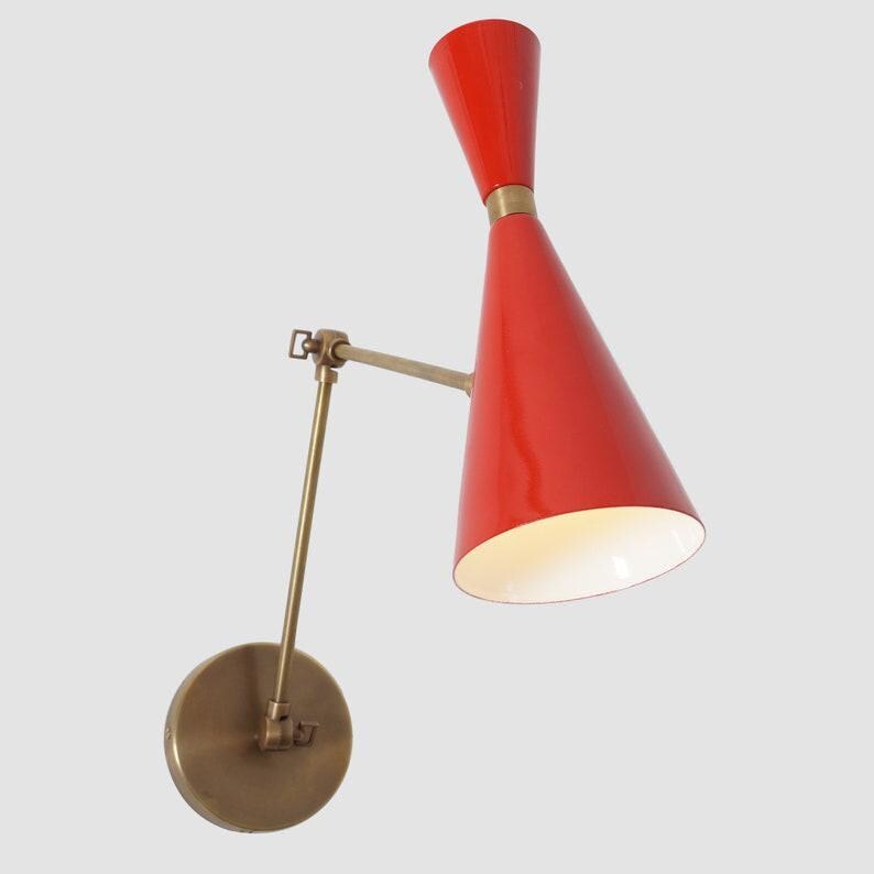 Articulated Brass Wall Sconce, Mid Century Modern Bedroom Light