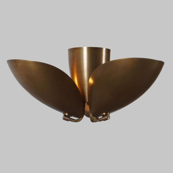 Brass Sputnik Flush Mount Light, Disk Shade Bedroom Chandelier
