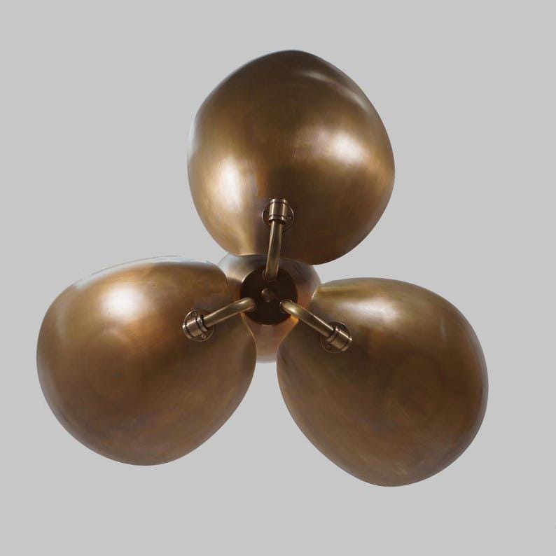 Brass Sputnik Flush Mount Light, Disk Shade Bedroom Chandelier