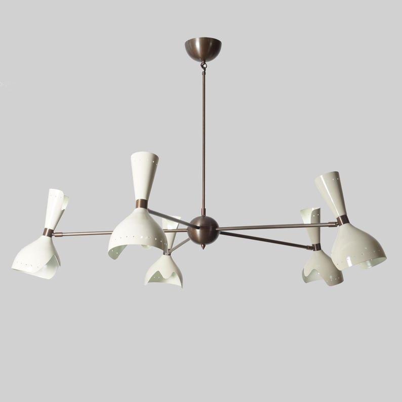 Stilnovo Style Sputnik Chandelier, 10-Light Brass Fixture