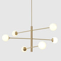 Brass Sputnik Chandelier, Mid Century Modern Six-Globe Ceiling Light