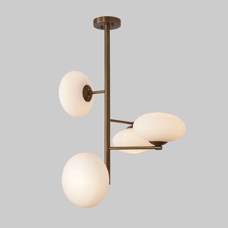 Brass Sputnik Chandelier, Mid-Century Modern Globe Pendant Light
